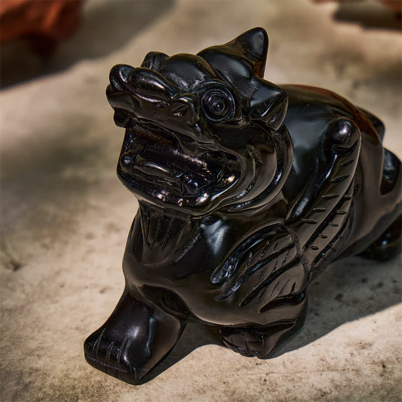 FuAttract Protection & Prosperity Black Obsidian Pixiu Ornament – Feng Shui Wealth Office Figurine - image 7