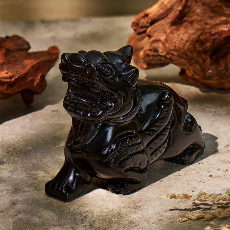 FuAttract Protection & Prosperity Black Obsidian Pixiu Ornament – Feng Shui Wealth Office Figurine - image 9