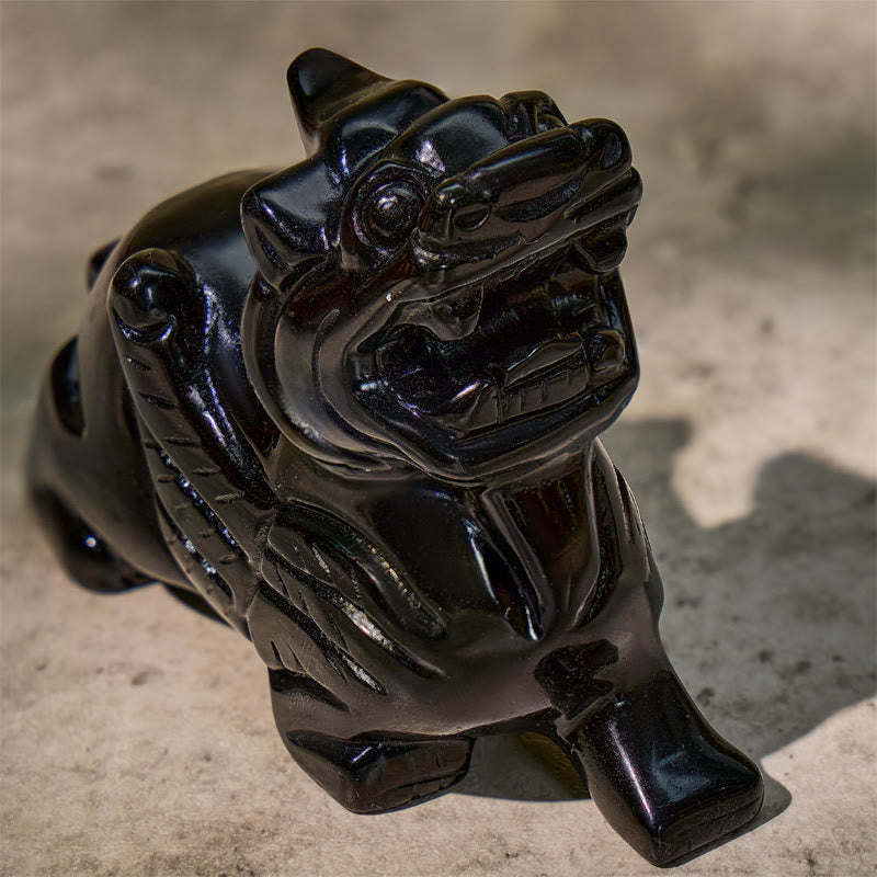 FuAttract Protection & Prosperity Black Obsidian Pixiu Ornament – Feng Shui Wealth Office Figurine - image 6