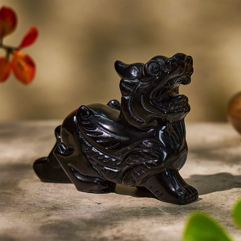 FuAttract Protection & Prosperity Black Obsidian Pixiu Ornament – Feng Shui Wealth Office Figurine - image 5