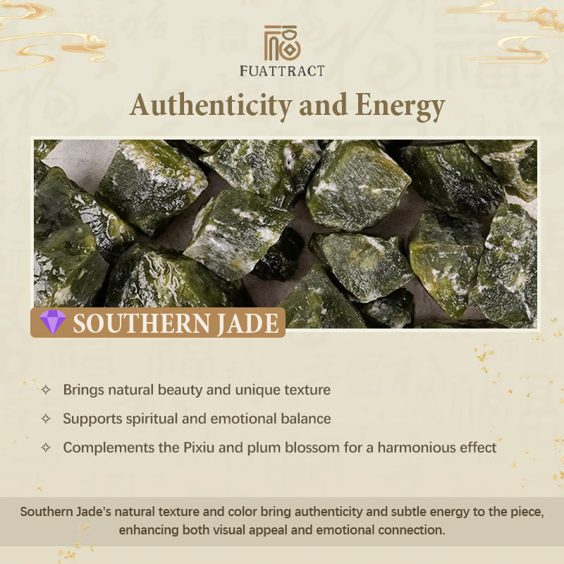 FuAttract Prosperity Harmony Power - Southern Jade Pixiu Bracelet with Hetian Jade Plum Blossom Accents - image 6