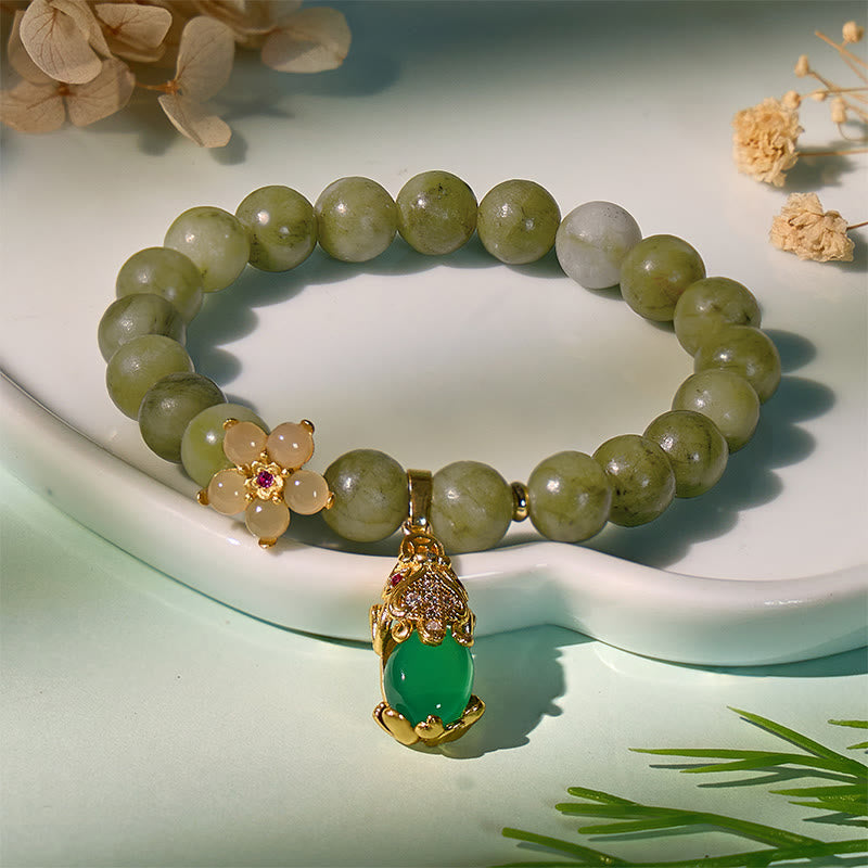 FuAttract Prosperity Harmony Power - Southern Jade Pixiu Bracelet with Hetian Jade Plum Blossom Accents - 8mm - image 0