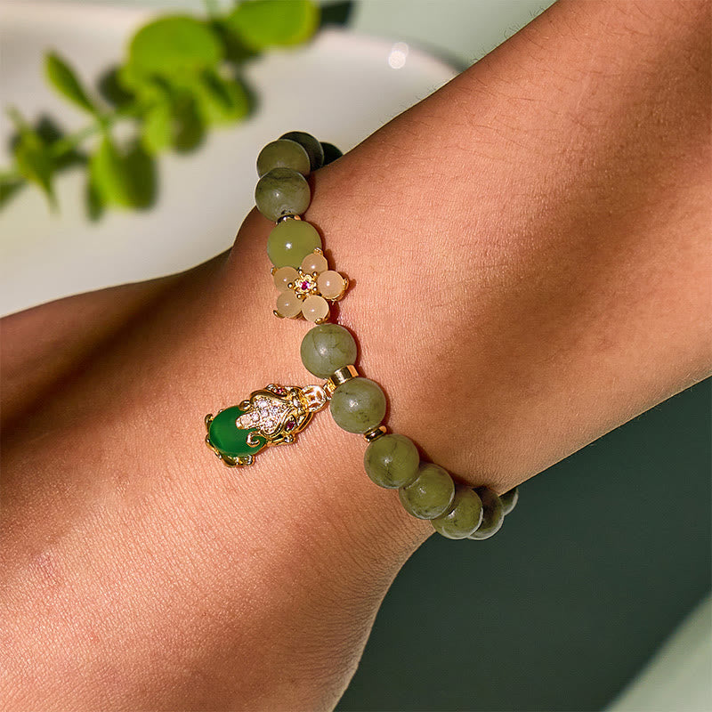 FuAttract Prosperity Harmony Power - Southern Jade Pixiu Bracelet with Hetian Jade Plum Blossom Accents - image 5