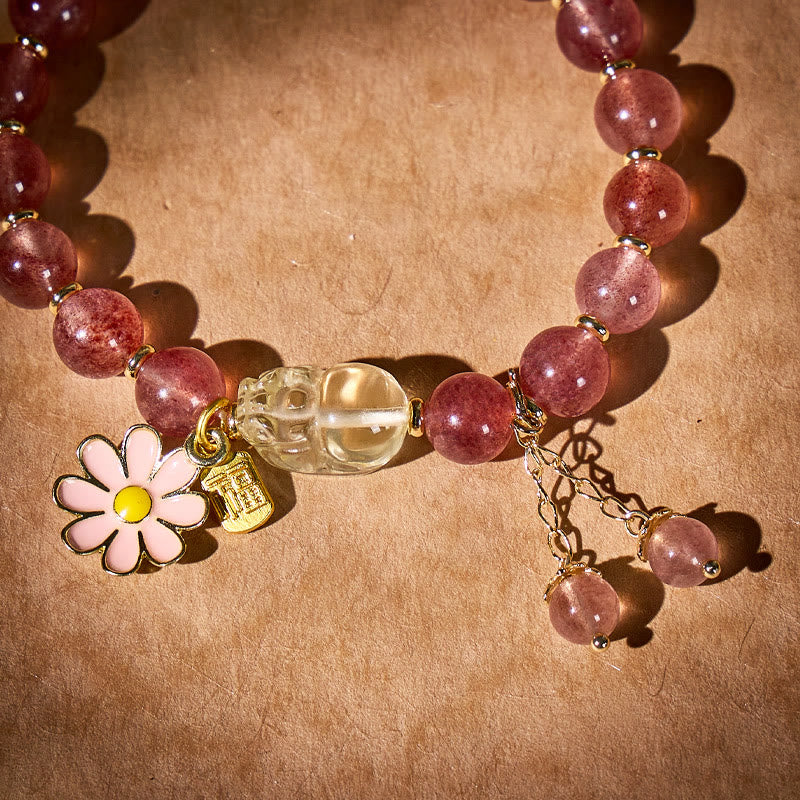 FuAttract Love Blessing Bracelet – Strawberry Quartz & Pixiu - image 4