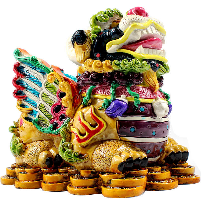 FuAttract Protection & Abundance Pixiu Statue – Hand-Painted Colorful Ceramic Feng Shui Decoration - 5.91in/15cm - image 7