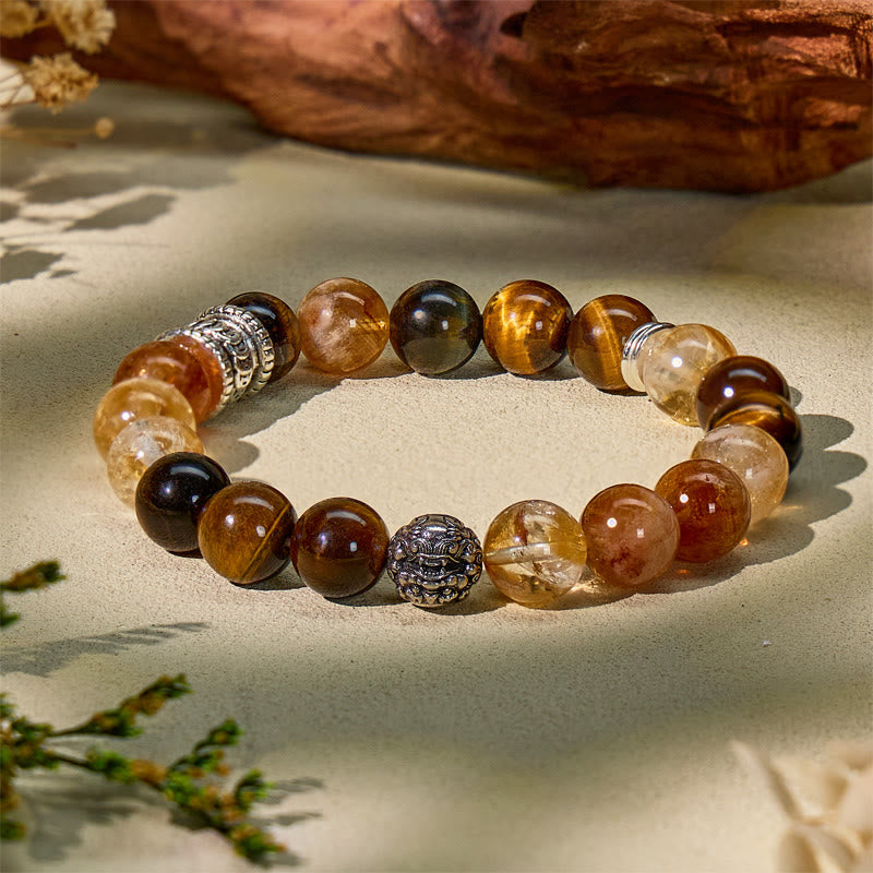 FuAttract Attract Prosperity – Tiger's Eye Citrine Pyramid Pixiu Bracelet - image 2