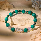 FuAttract Crystal Palaces of Heaven Healing Silver Pixiu Bracelet - Energy Channeled Quartz, Turquoise and Malachite - Bracelet - image 0