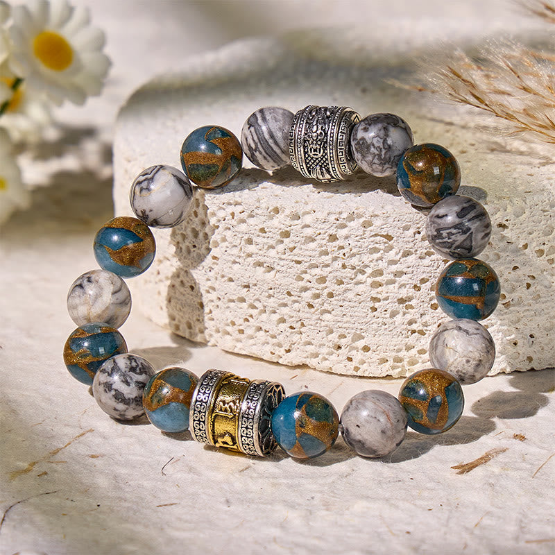 FuAttract Focus & Prosperity Cloisonne Map Stone Bracelet – Rotating Pixiu & Six Syllable Mantra - image 4
