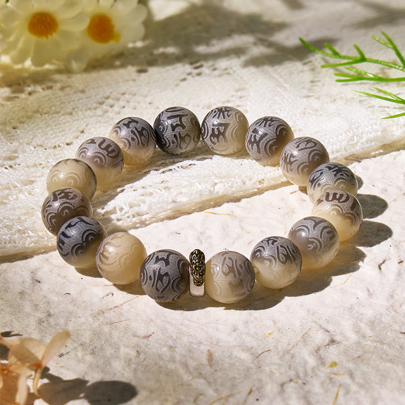 FuAttract Spiritual Protection Bodhi Seed Couple Bracelet with Pixiu & Six-Word Mantra - Grey - image 9