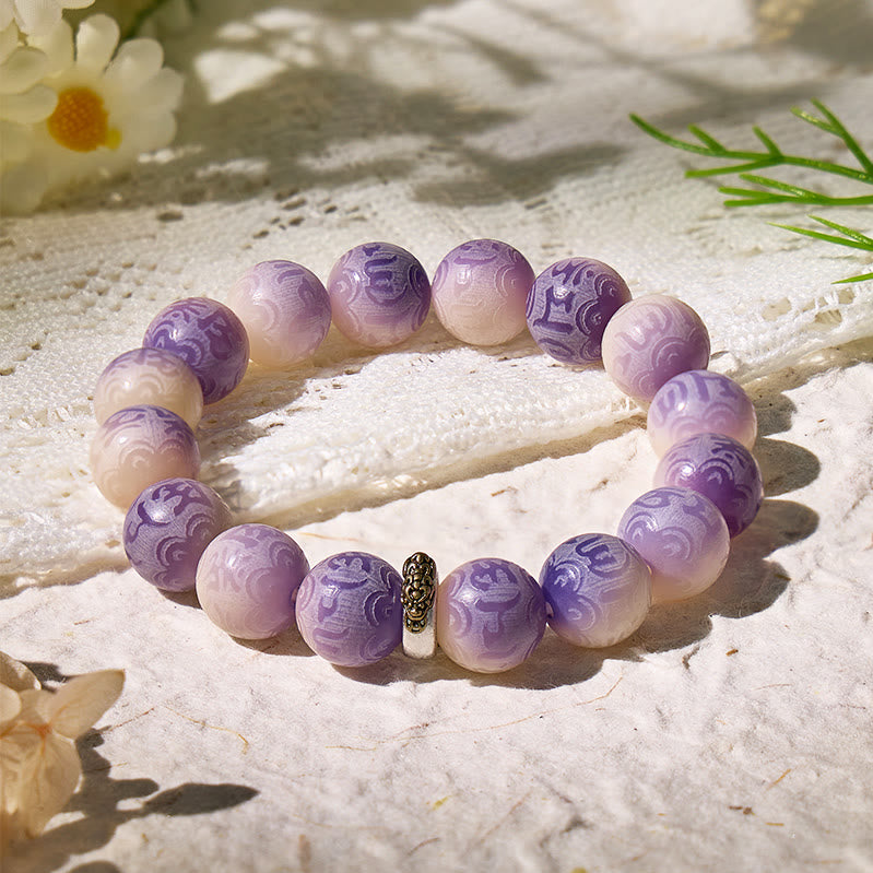 FuAttract Spiritual Protection Bodhi Seed Couple Bracelet with Pixiu & Six-Word Mantra - Purple - image 0