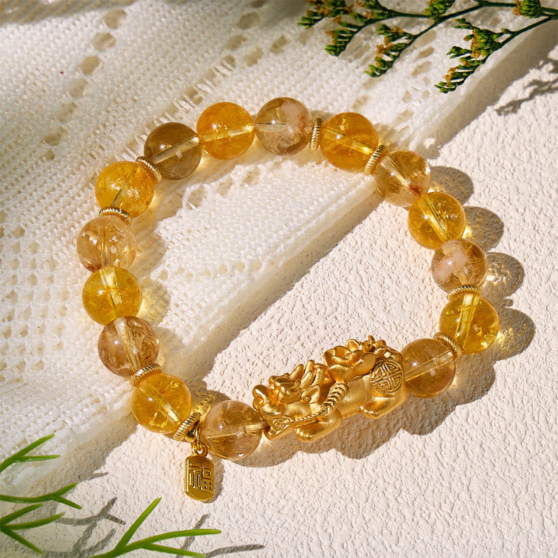 FuAttract Wealth & Prosperity Bracelet – Citrine + Yellow Azeztulite + Pixiu Lotus Charm - image 2