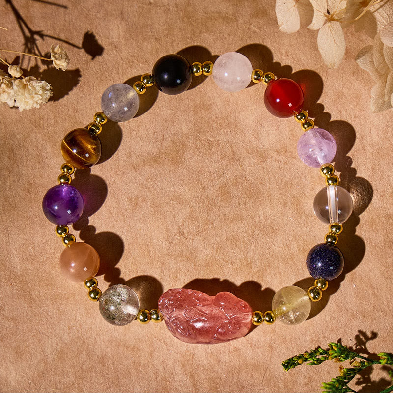 FuAttract Luck, Love & Success Bracelet – Pixiu + Multi-Stone Energy Harmony - 8mm - image 0