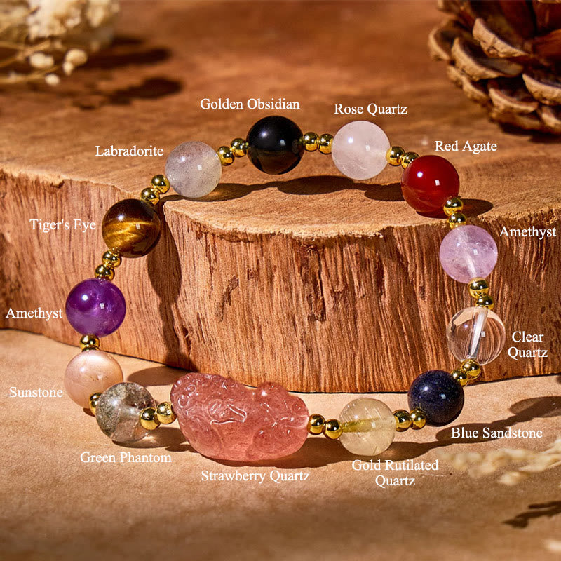 FuAttract Luck, Love & Success Bracelet – Pixiu + Multi-Stone Energy Harmony - image 1