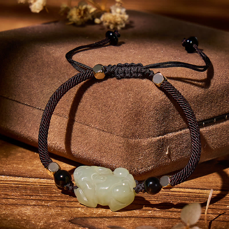 FuAttract Wealth & Protection Hetian Jade Bracelet with Pixiu - Hetian Jade - image 0