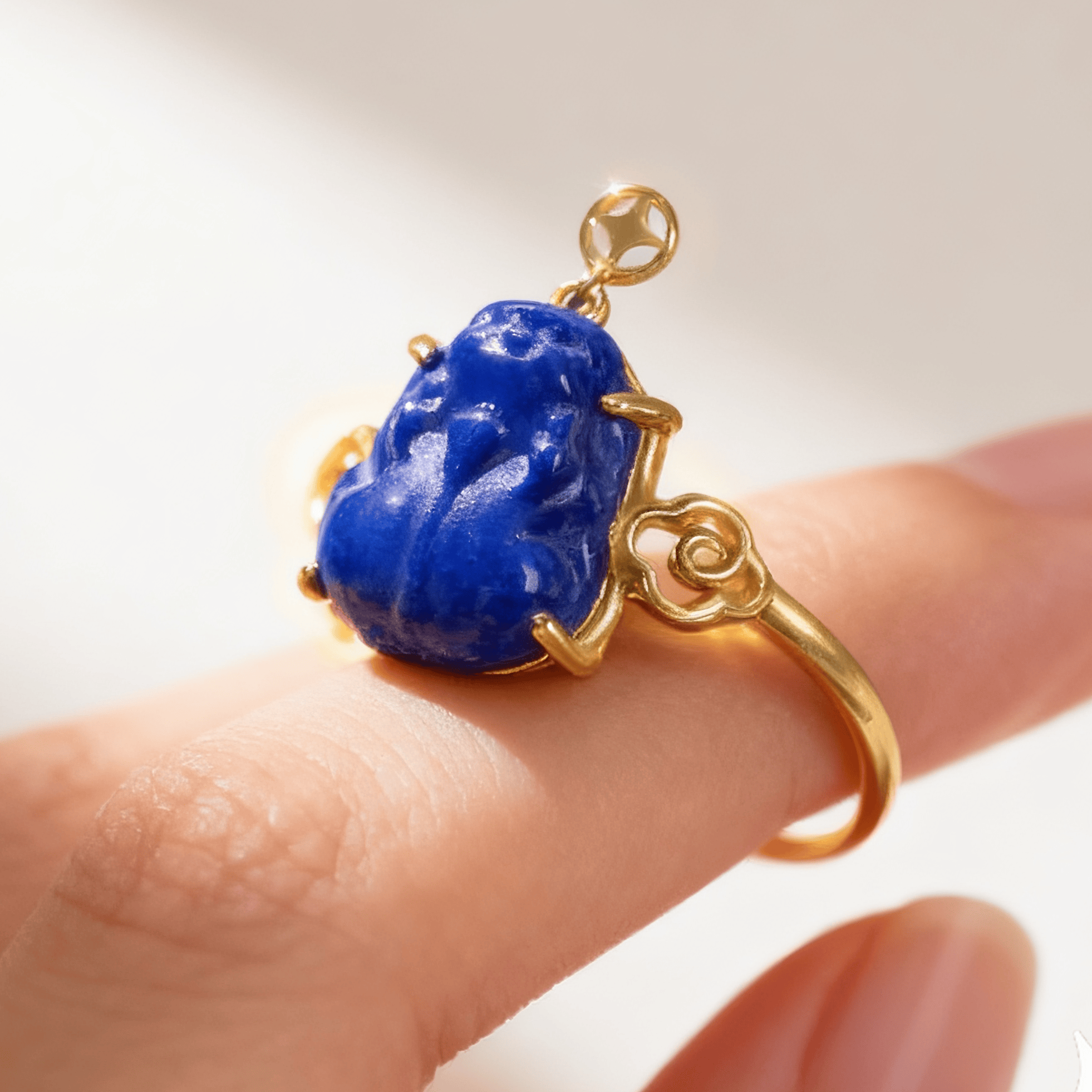 FuAttract Wisdom & Wealth Lapis Lazuli Pixiu Coin 925 Silver Ring - image 4