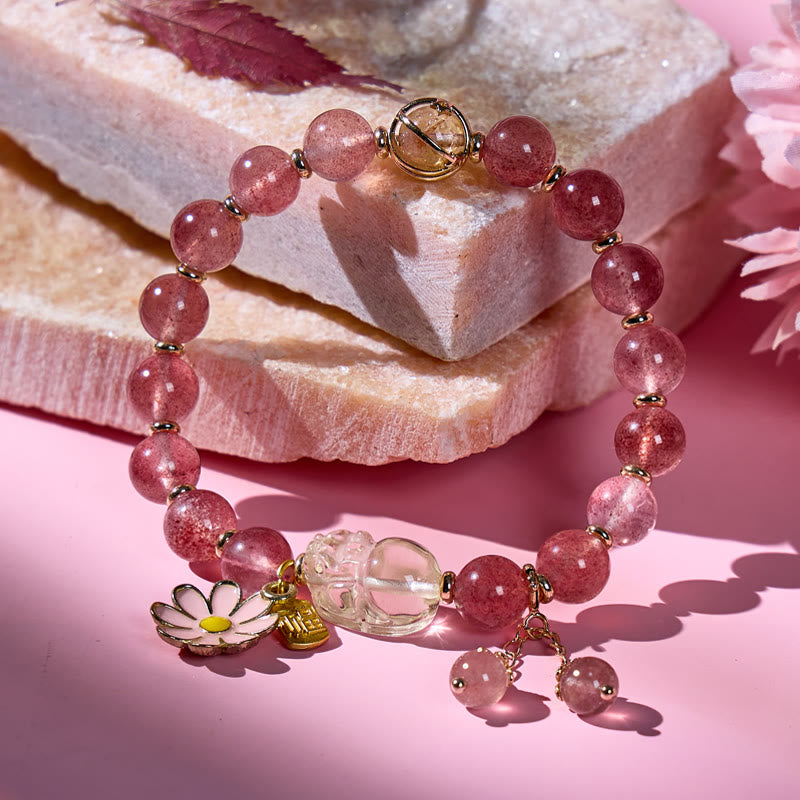 FuAttract Love Blessing Bracelet – Strawberry Quartz & Pixiu - image 1