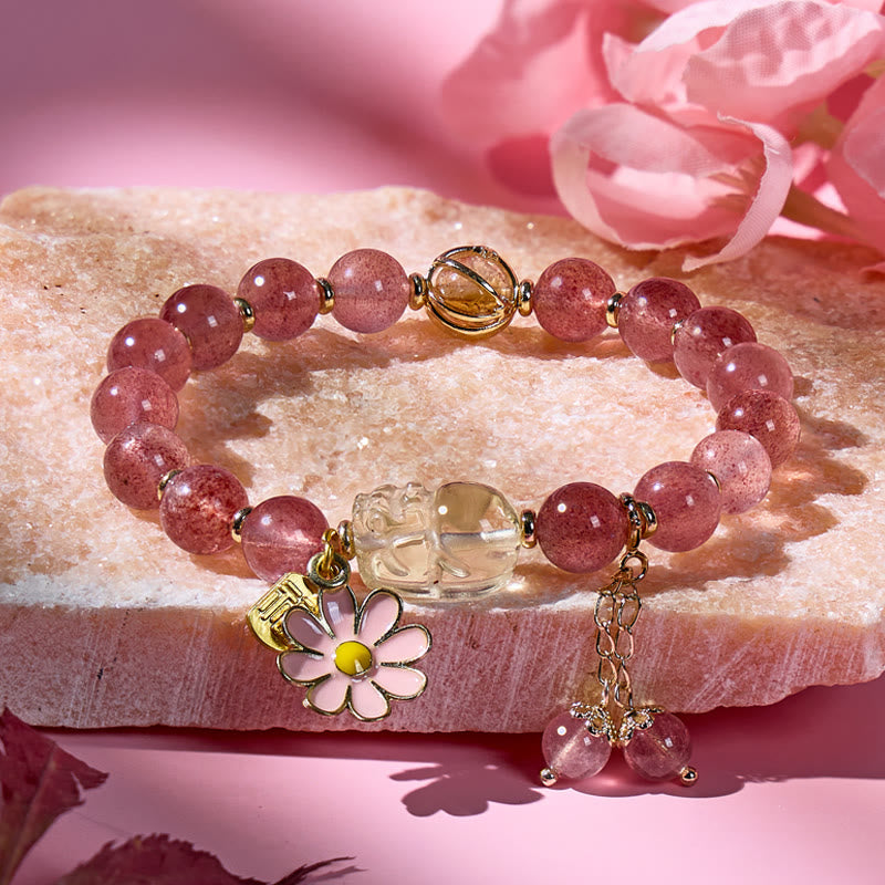 FuAttract Love Blessing Bracelet – Strawberry Quartz & Pixiu - image 2
