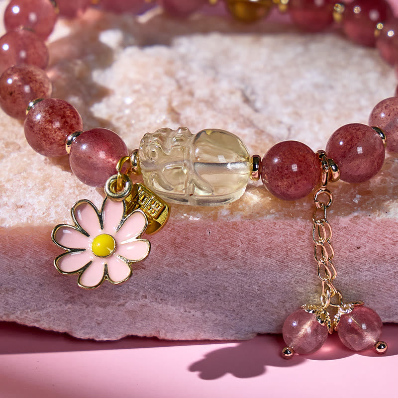 FuAttract Love Blessing Bracelet – Strawberry Quartz & Pixiu - image 3