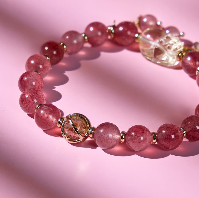 FuAttract Love Blessing Bracelet – Strawberry Quartz & Pixiu - image 4