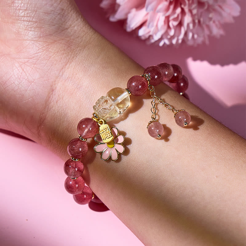 FuAttract Love Blessing Bracelet – Strawberry Quartz & Pixiu - image 5