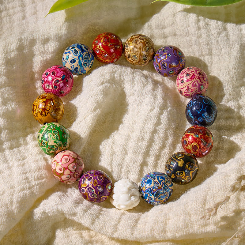 FuAttract Prosperity & Protection Bracelet – Daqi Beads & Antler Pixiu Charm - 12mm - image 0