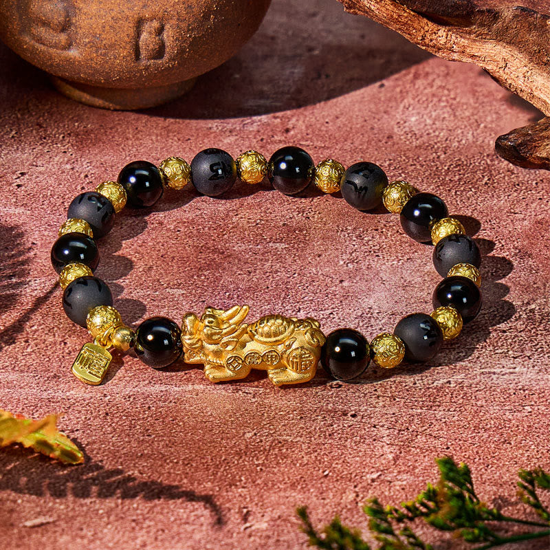 FuAttract Feng Shui Sterling Silver Pi Xiu Bracelet with Matte Black Onyx Fu Charm  - image 4
