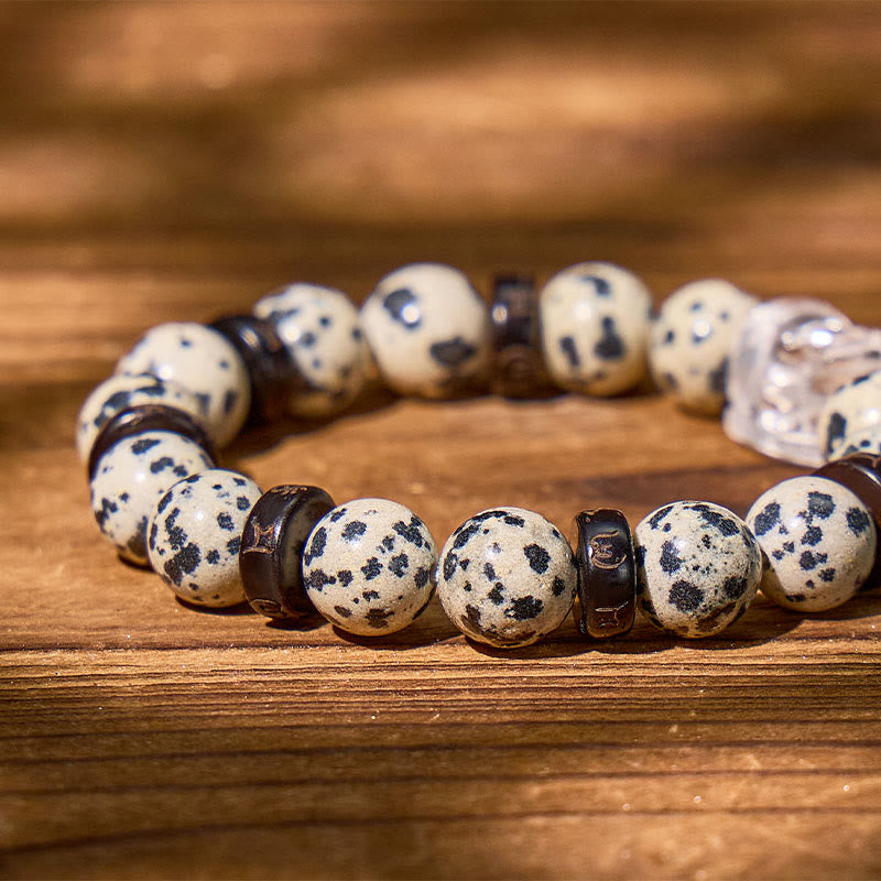 FuAttract Luck & Energy Balance Dalmatian Jasper Bracelet with Clear Quartz Pixiu - image 4