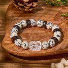 FuAttract Luck & Energy Balance Dalmatian Jasper Bracelet with Clear Quartz Pixiu - 10mm - image 0