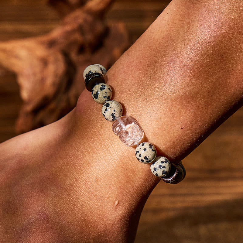 FuAttract Luck & Energy Balance Dalmatian Jasper Bracelet with Clear Quartz Pixiu - image 6