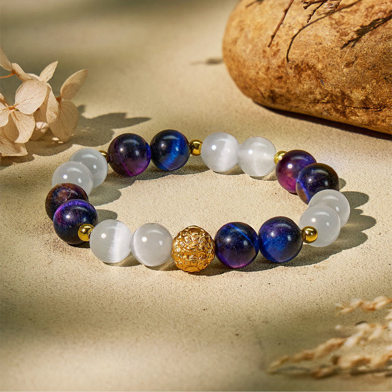 FuAttract Cosmic Protection & Prosperity Bracelet – Pixiu + Galaxy Tiger's Eye + Cat's Eye - image 2