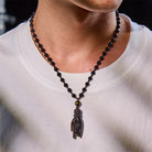 FuAttract Wealth Protection Amulet – Hand Holding Pixiu in Black Obsidian Beads Necklace - image 4