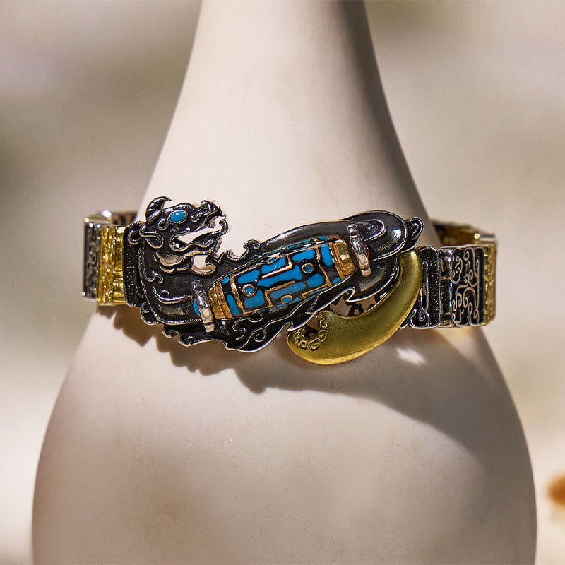 FuAttract Fortune Guardian Bracelet – Pixiu + Nine-Eyed Dzi Bead - 8.5in/21.5cm - image 0