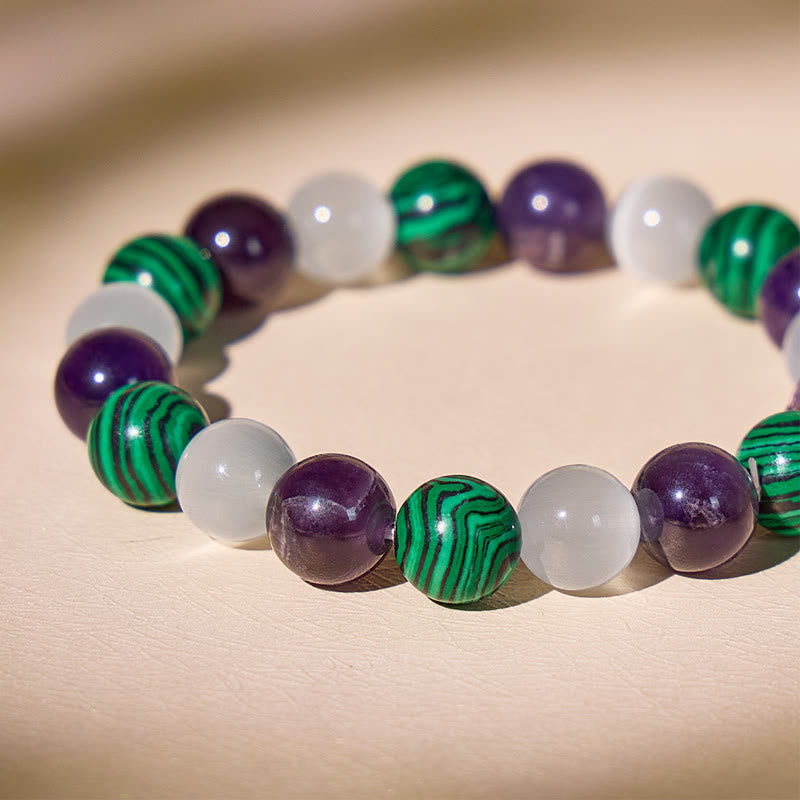 FuAttract Triple Healing Bracelet – Amethyst, Cat's Eye, Malachite with Pixiu for Prosperity - image 7