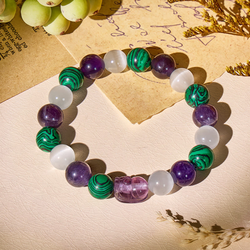 FuAttract Triple Healing Bracelet – Amethyst, Cat's Eye, Malachite with Pixiu for Prosperity - image 8