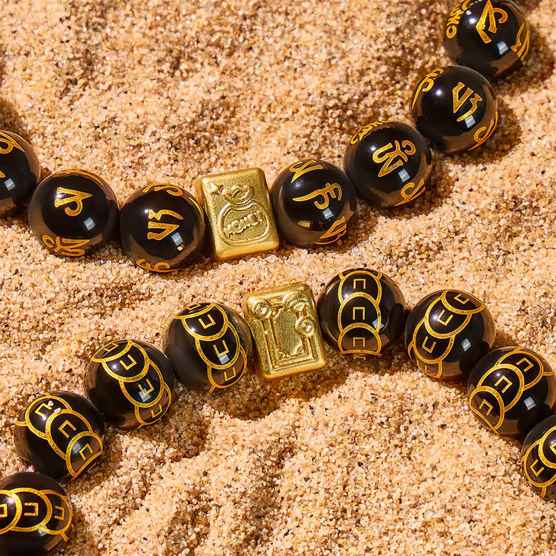 FuAttract Protection & Prosperity Bracelet – Black Onyx Lucky Coin Mantra Beads & Jade - image 4