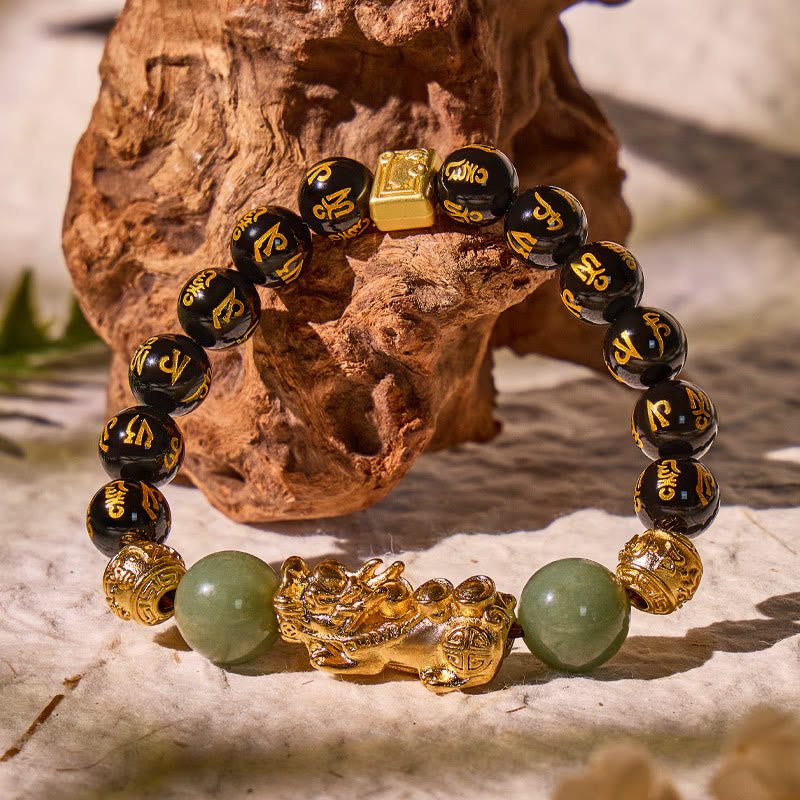 FuAttract Protection & Prosperity Bracelet – Black Onyx Lucky Coin Mantra Beads & Jade - image 8
