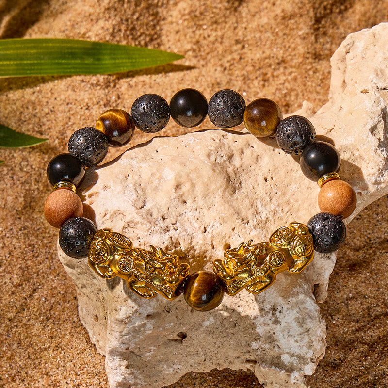 FuAttract Protection & Wealth Bracelet – Pixiu + Tiger Eye, Lava & Obsidian - image 9