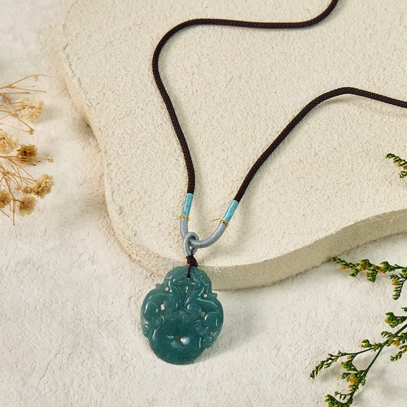 FuAttract Wealth & Protection Jade Pixiu Ping An Buckle Talisman Necklace - image 2