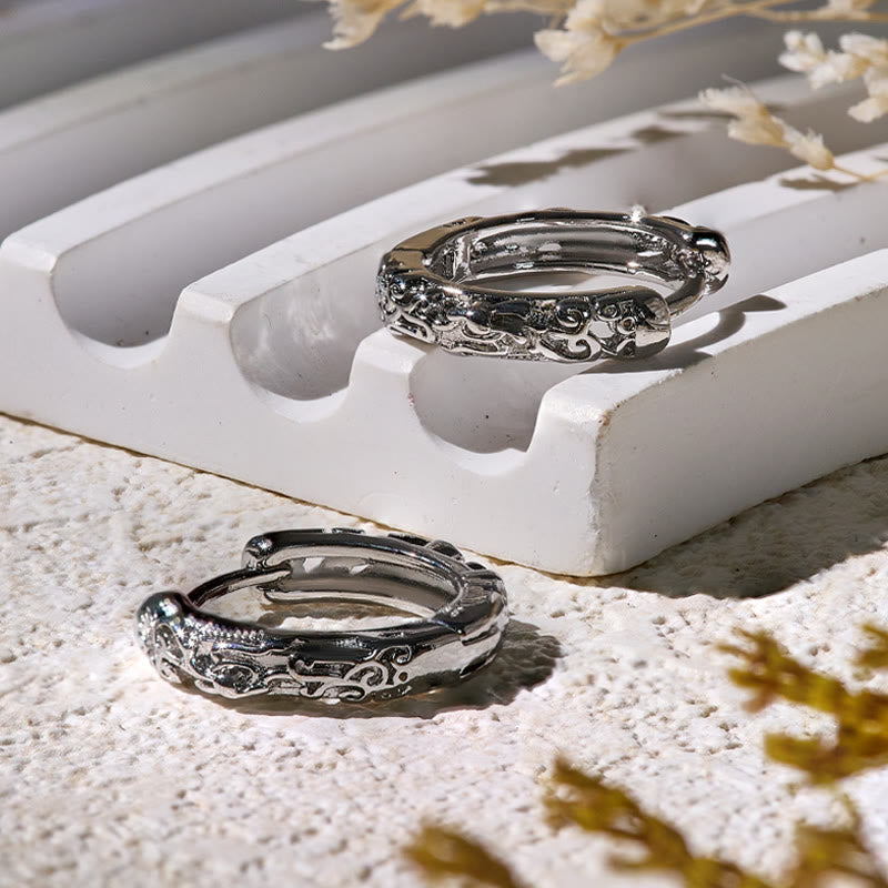 FuAttract Wealth Protection Silver Huggie Earrings – Pixiu Energy - image 3