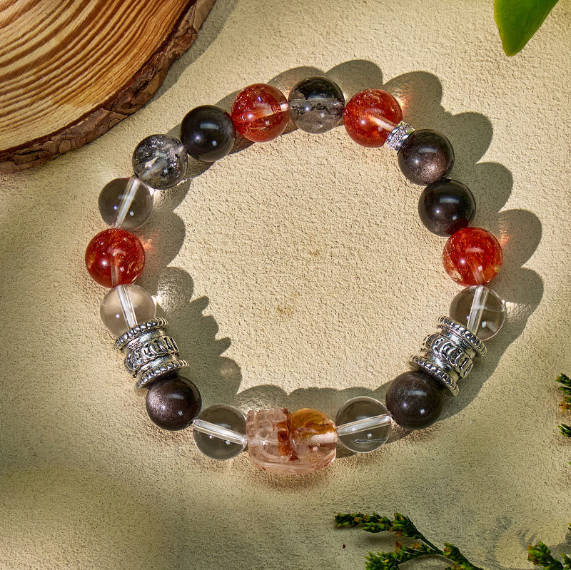 FuAttract Spiritual Healing Pixiu Bracelet – Clear Quartz, Silver Obsidian & Super Seven Stones - image 2