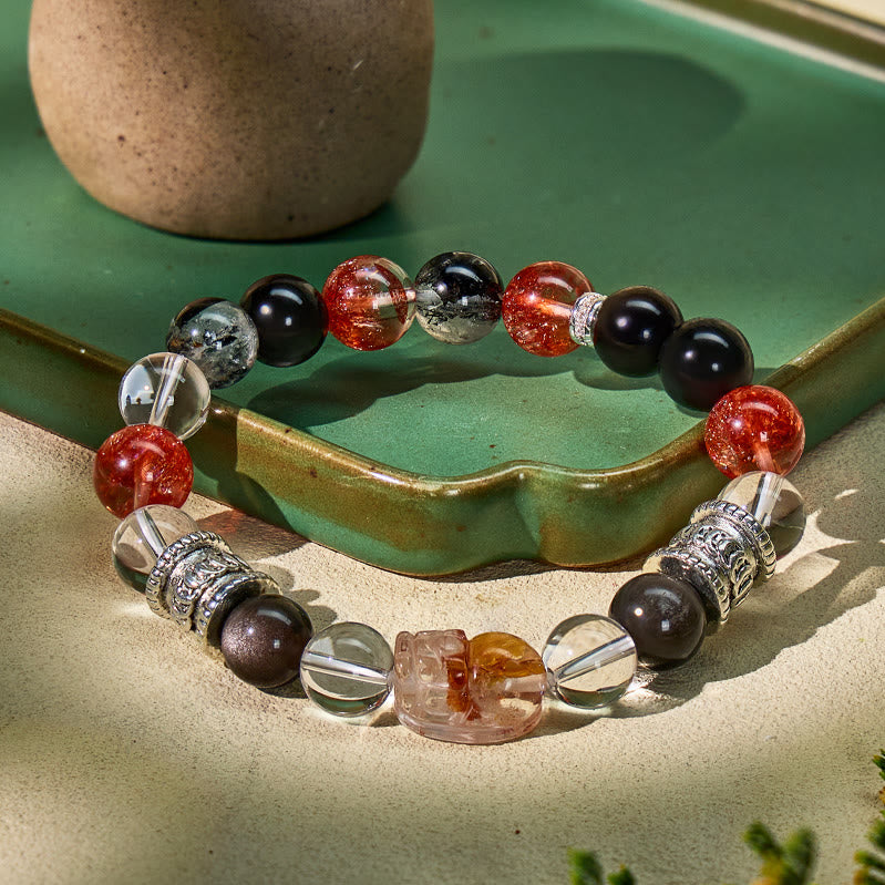 FuAttract Spiritual Healing Pixiu Bracelet – Clear Quartz, Silver Obsidian & Super Seven Stones - image 6
