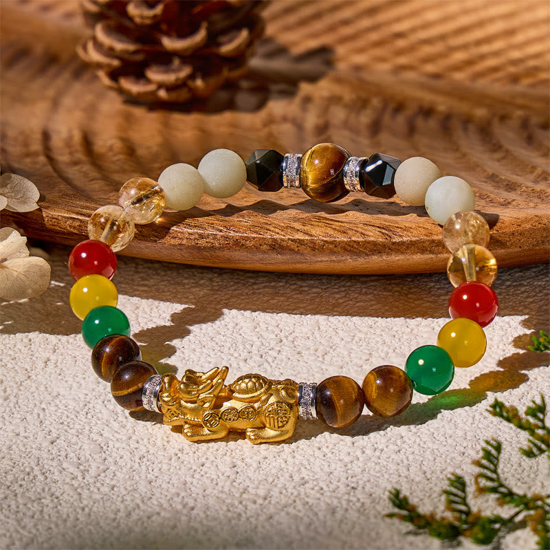 FuAttract Abundance & Harmony Bracelet – Tiger's Eye, Amazonite, Citrine & Agate Stones - image 2