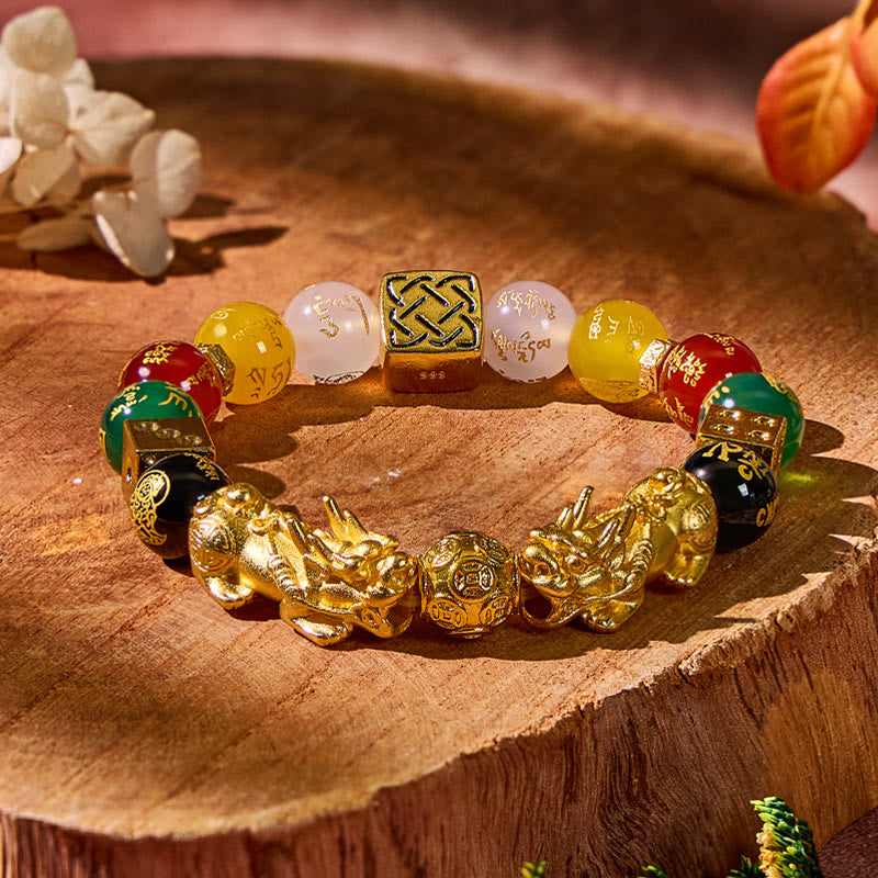 FuAttract Protection & Fortune Mantra Agate Bracelet – Pixiu-Inspired Energy Design - image 2