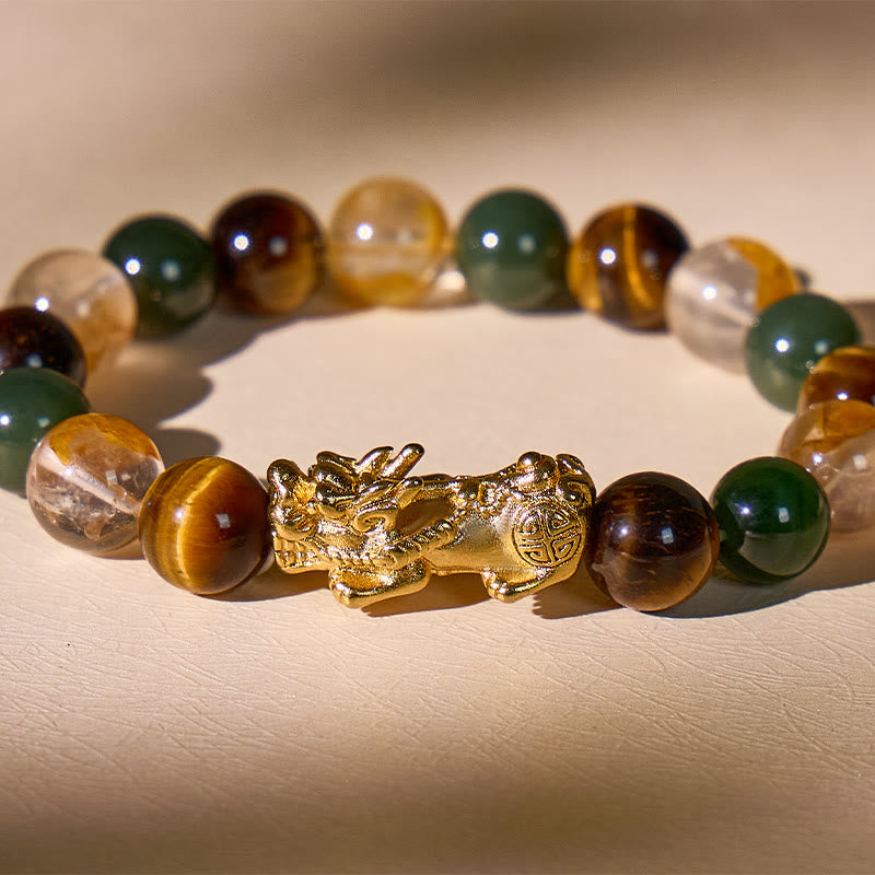 FuAttract Abundance & Prosperity Tiger's Eye Bracelet with Hetian Jade and Pixiu Charm - image 6