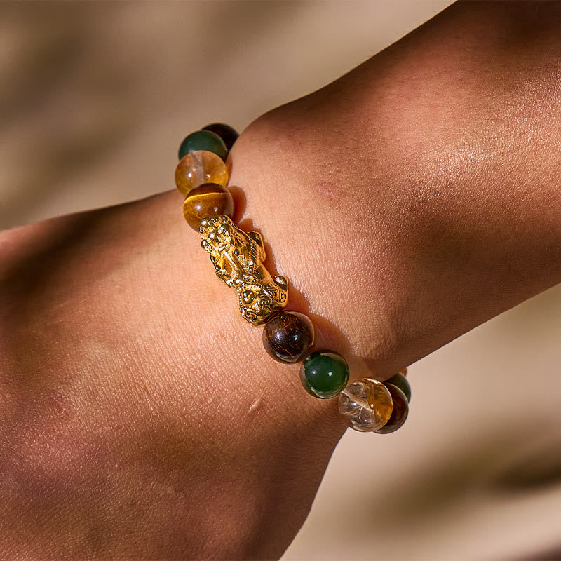 FuAttract Abundance & Prosperity Tiger's Eye Bracelet with Hetian Jade and Pixiu Charm - image 3