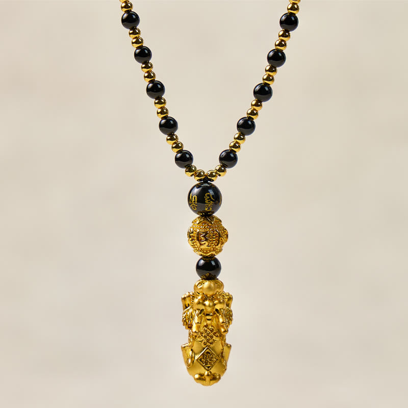 FuAttract Pixiu Obsidian Necklace for Strength, Success & Energy Shielding - image 1