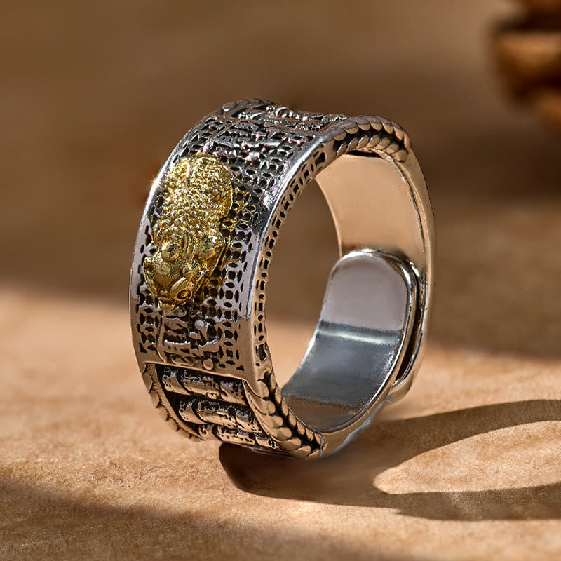 FuAttract Pixiu Wealth & Abundance Prayer Wheel Ring | Feng Shui Luck - Gold - Men - image 0