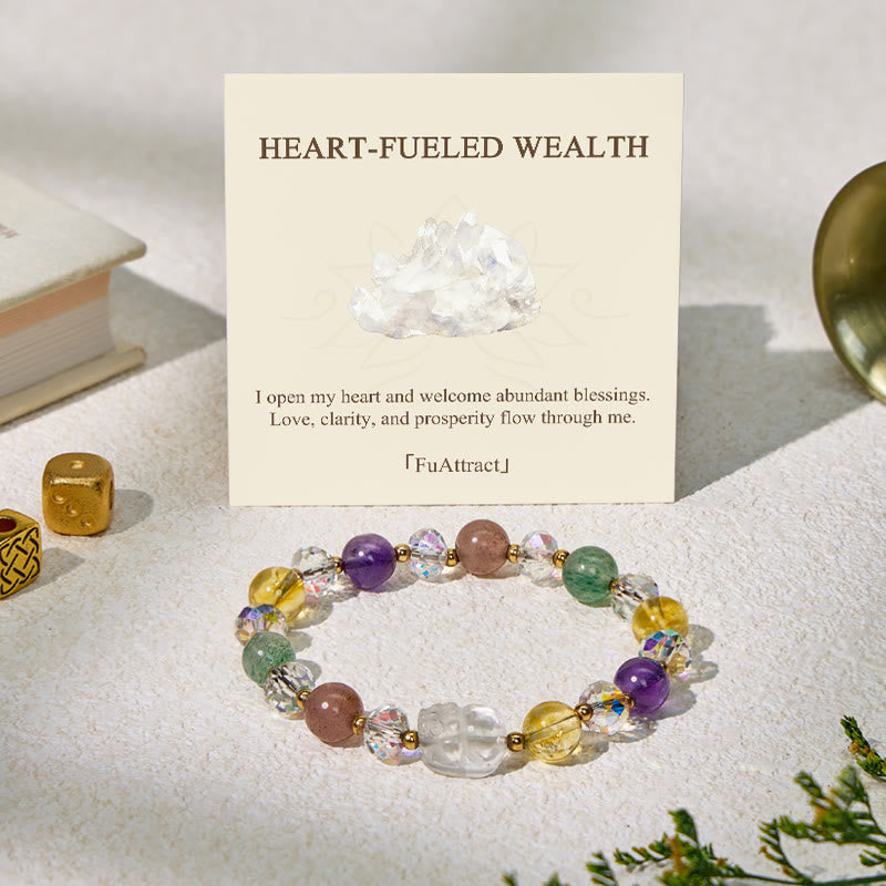 FuAttract Love, Luck & Fortune – Amethyst Strawberry Quartz Citrine Pixiu Bracelet - 8mm - image 0