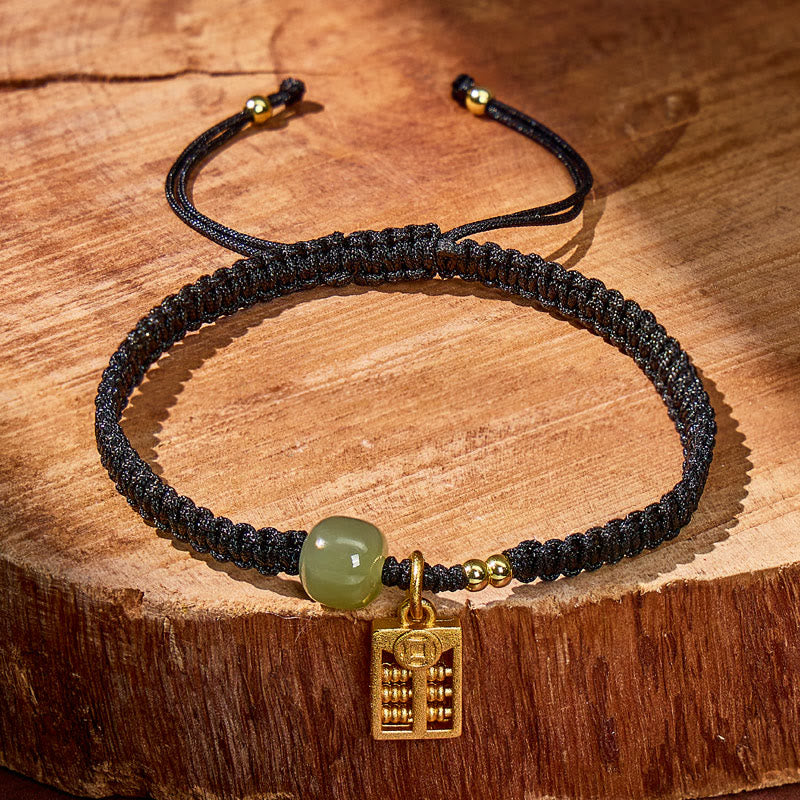 FuAttract Wealth Protection Hetian Jade Abacus Red String Bracelet - Black - image 4