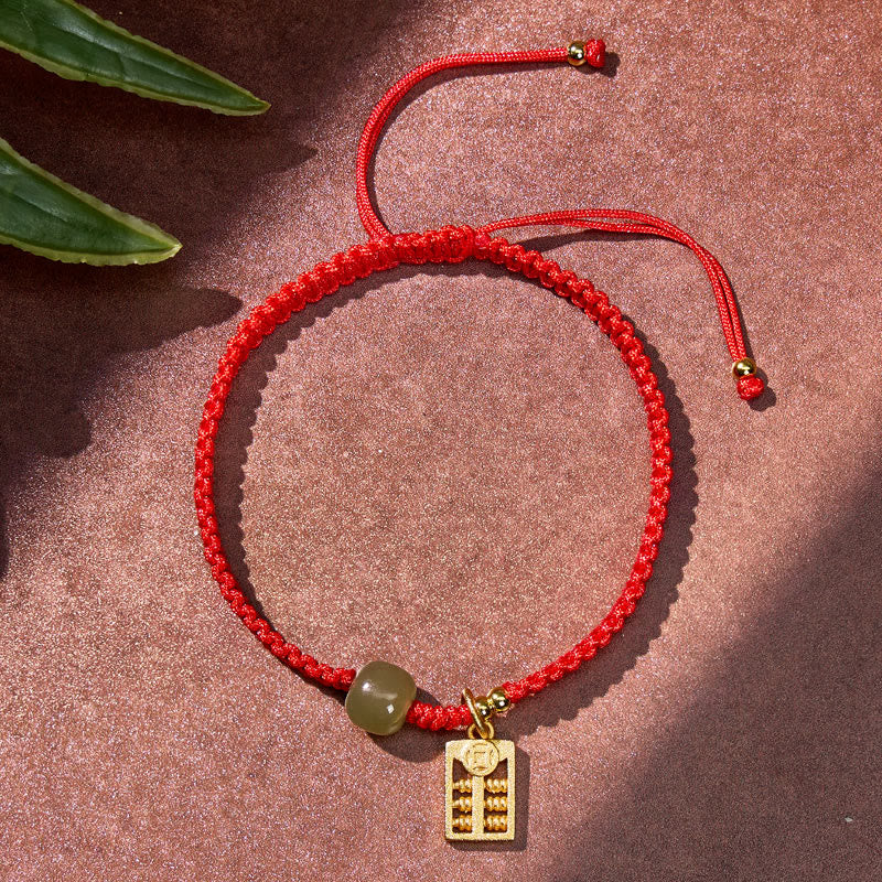 FuAttract Wealth Protection Hetian Jade Abacus Red String Bracelet - image 12